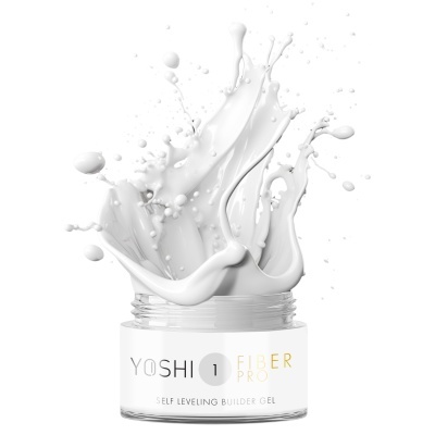Frasco de gel de construção branco com rótulo YOSHI 1 FIBER PRO