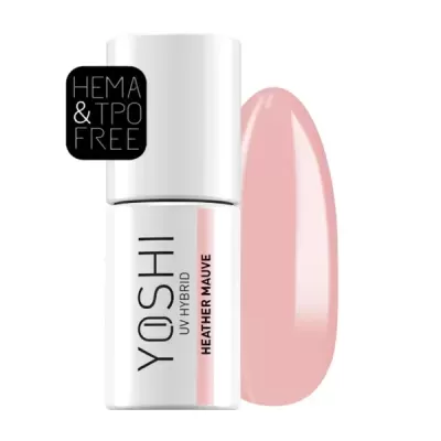 Esmalte UV Hybrid Yoshi cor Heather Mauve com rótulo HEMA & TPO FREE