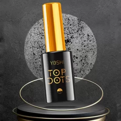 Frasco de verniz para unhas preto com tampa dourada e texto dourado