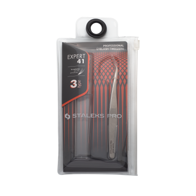 Pinça profissional para pestanas 'EXPERT 41' em estojo plástico transparente