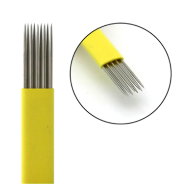 Agulhas para microblading com punho amarelo e agulhas de aço inox