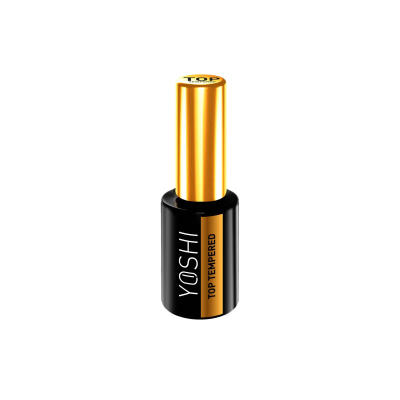 Frasco de verniz para unhas YOSHI TOP TEMPERED preto e dourado