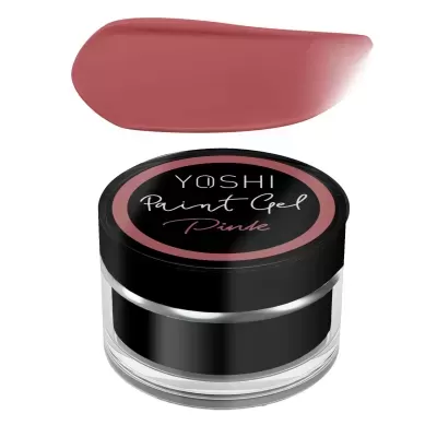 Gel de pintura para unhas cor Pink da marca YOSHI em pote transparente com tampa preta