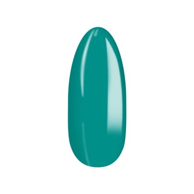 Esmalte de unha verde-azulado brilhante em formato oval