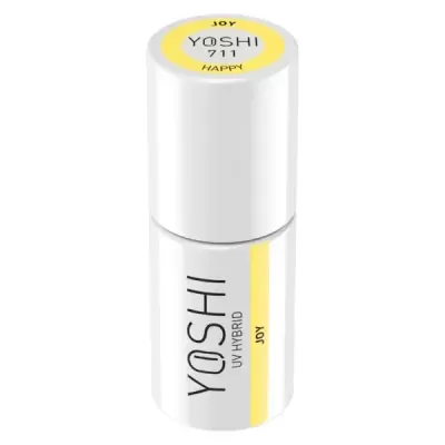 Frasco de verniz de unhas YOSHI UV HYBRID branco e amarelo
