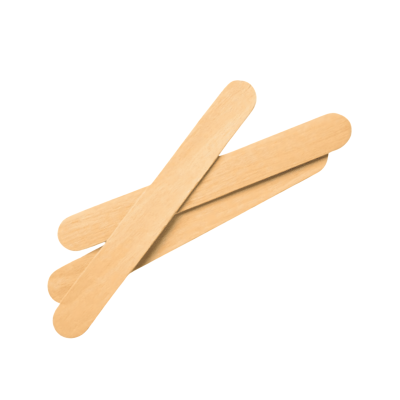 Três pauzinhos de madeira clara com cantos arredondados
