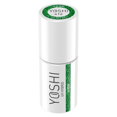 Frasco de verniz UV HYBRID YOSHI branco com faixa verde brilhante