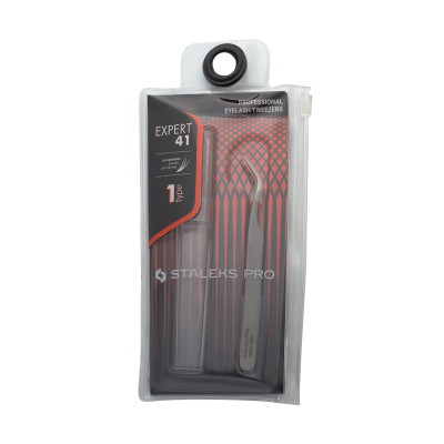 Pinça para pestanas Staleks Pro Expert 41 em embalagem plástica
