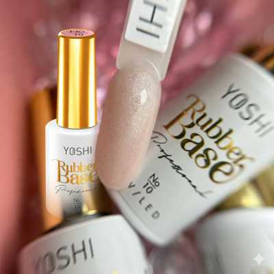 Frascos de verniz de base de borracha YOSHI Rubber Base Professional com tampa dourada e amostrador de cor