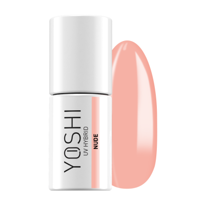 Frasco de verniz de unhas YOSHI UV Hybrid Nude com amostra da cor