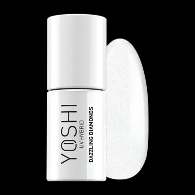 Frasco branco de verniz para unhas UV HYBRID YOSHI com amostra branca brilhante