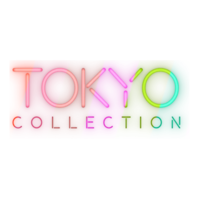 Logótipo colorido neón com texto TOKYO COLLECTION