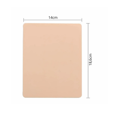 Rectângulo bege com cantos arredondados e dimensões indicadas