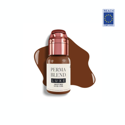 Frasco de líquido cosmético castanho com tampa rosa e rótulo branco