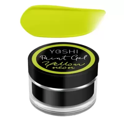 Frasco pequeno de gel para pintura amarelo neon com tampa preta