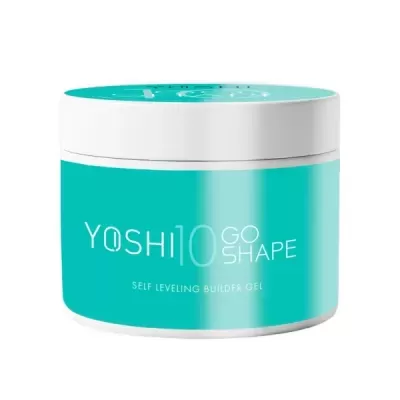Frasco de gel construtor auto-nivelante YOSHI 10 GO SHAPE azul e branco