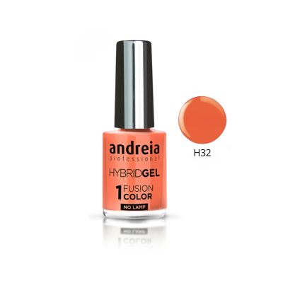 Verniz de unhas laranja Andreia HybridGel H32 com tampa preta e detalhe prateado