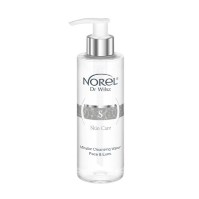 Frasco transparente de água micelar Norel com doseador branco