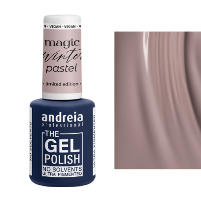 Esmalte de unhas gel andreia professional azul com tampa creme e texto magic winter pastel