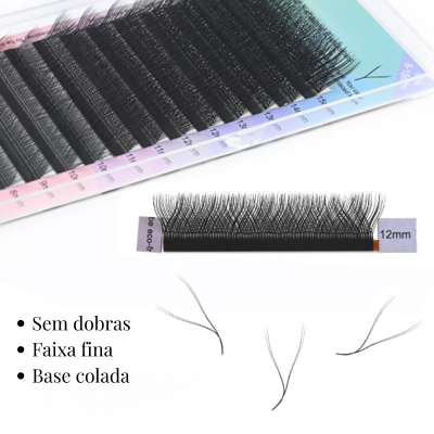 Conjunto de pestanas falsas negras de 12mm em embalagem com texto