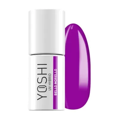 Verniz de gel roxo YOSHI UV HYBRID com amostra de cor