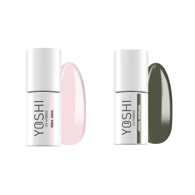 Frascos de verniz para unhas YOSHI em rosa claro e verde escuro