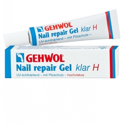 Tubo e caixa do gel reparador de unhas GEHWOL Nail repair Gel klar H