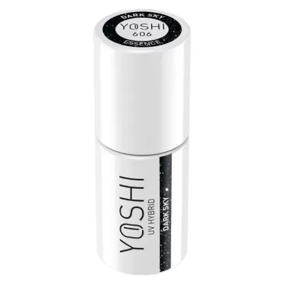 Frasco branco de verniz para unhas YOSHI UV HYBRID DARK SKY 606 ESSENCE