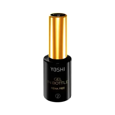 Verniz gel YOSHI preto com tampa dourada e texto dourado e branco
