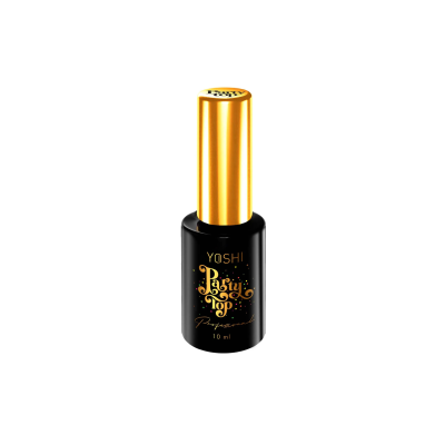 Frasco de verniz para unhas preto com tampa dourada e texto dourado