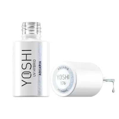 Frasco branco de verniz de unha YOSHI UV HYBRID Aquaria com tampa e pincel