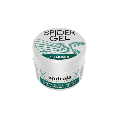 Frasco branco redondo de Spider Gel Andreia Professional 06 Emerald