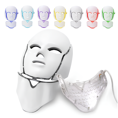 Máscaras faciais LED em várias cores com máscara branca maior e acessório transparente