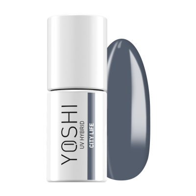 Verniz UV híbrido YOSHI City Life com amostra de cor cinza-azulada