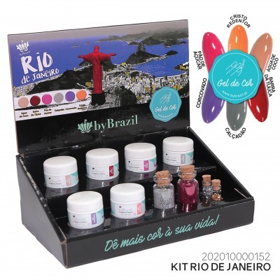 Kit de pigmentos e glitter Rio de Janeiro ByBrazil com ilustração do Cristo Redentor e vista aérea da cidade em embalagem preta