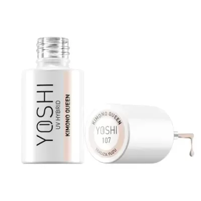 Frasco branco de verniz para unhas Yoshi UV Hybrid Kimono Queen