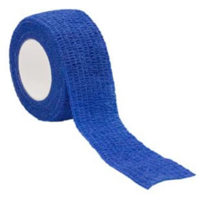 Rolo de fita adesiva azul com textura têxtil em fundo branco