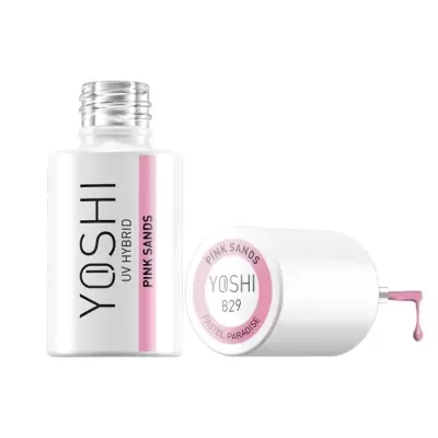 Frasco de verniz de unhas YOSHI UV HYBRID cor rosa PINK SANDS