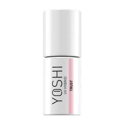 Frasco branco de verniz para unhas Yoshi UV Hybrid Trust