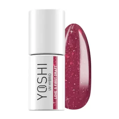 Esmalte de unhas híbrido YOSHI vinho com partículas brilhantes