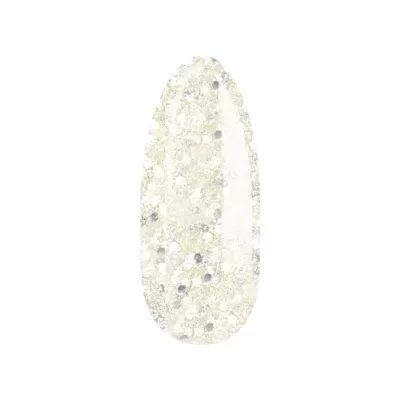 Unha com gel transparente e glitter prateado