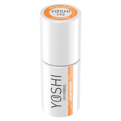 Frasco branco de verniz para unhas YOSHI com rótulo laranja e branco