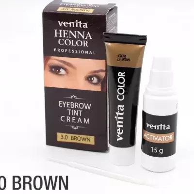 Conjunto para tintura de sobrancelhas Venita Henna Color Professional cor 3.0 Brown