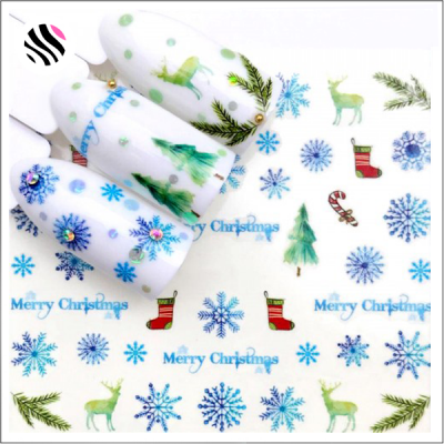 Película de unhas com desenhos natalícios e texto 'Merry Christmas'