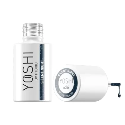 Frasco de verniz UV híbrido branco YOSHI Silent Night 626 com pincel e tampa