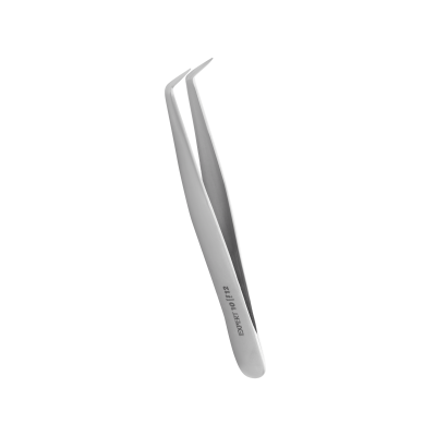 Pinça de aço inoxidável prateada com ponta inclinada
