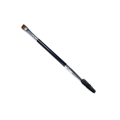 Pincel de maquilhagem preto com cerdas inclinadas e escova espiral