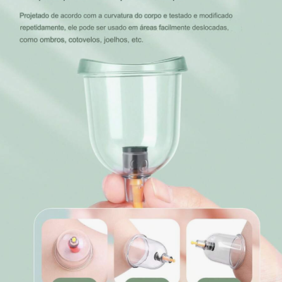 Boca de ventosa em formato de U transparente com detalhes amarelos e texto explicativo em português