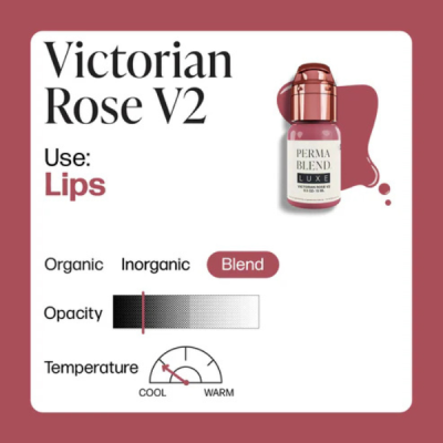Frasco rosa com tampa metálica rotulado PERMA BLEND LUXE VICTORIAN ROSE em fundo rosa