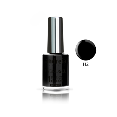 Esmalte de unhas preto Andreia HYBRIDGEL H2 com tampa prateada